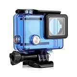 SOONSUN Protective Waterproof Dive Housing Case for GoPro Hero 4 Black, Hero 4 Silver, Hero 3+, Hero 3 Camera - Underwater 40 Meters (131 Feet) - Transparent Blue