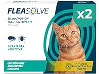 Cat Flea Treatment Spot On x 2 Pack - Flea Treatment Cat Spot On for Cats & Kittens Over 1kg - Fast-Acting FleaSolve Solution x 2 Pipettes