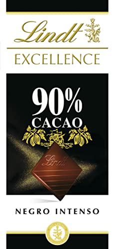 Lindt Chocolate EXCELLENCE 90% Cacao, tableta de chocolate puro, suave, chocolate negro aromático, extrafino, intenso y equilibrado, 100g