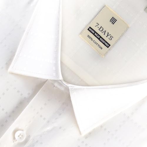 Image of 7-DAYS Men's Premium Formal Shirts - Regular Fit, Full Sleeve, 100% Pure Cotton, Self-Design, with Pocket - Stylish Office Shirts for Men