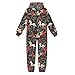 Shin Fashion Boys Girls Zipper Onesie Jumpsuits Christmas Horses Poinsettias Long Sleeves Hooded Jumpsuit Soft Comfortable One Piece Rompers X-Large
