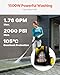 VEVOR Electric Pressure Washer, 2000 PSI 1.76 GPM, Portable Cleaner with 30ft Hose Reel, Foam Cannon & 5 Nozzles for Cars, Patios, Fences - ETL Listed