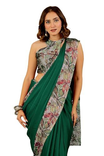 Image of MIRCHI FASHION Women Saree Floral Printed Chiffon | Breathable Lightweight Summer Sari for Office and Daily Use with Unstitched Blouse (Available in 20 Styles)