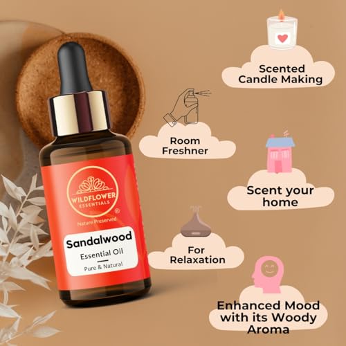 Image of Sandalwood Essential Oil For Face, Skin, Hair, Diffuser, Aroma, Soap Making, Bathing, Stress 30ml