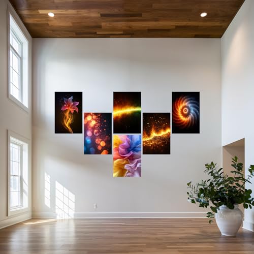 Image of SiddArtify Abstract Wall Art Poster Print Set - Modern Decorative Prints for Living Room Bedroom Office - 8x12 inch Board Pack of 6