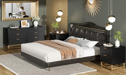 GAOMON 3 Drawer Dresser, Wood Chest Drawers with Storage for Closet, Bedroom, Drawers Dresser Modern Bedside Nightstand with Gold Handles, Black