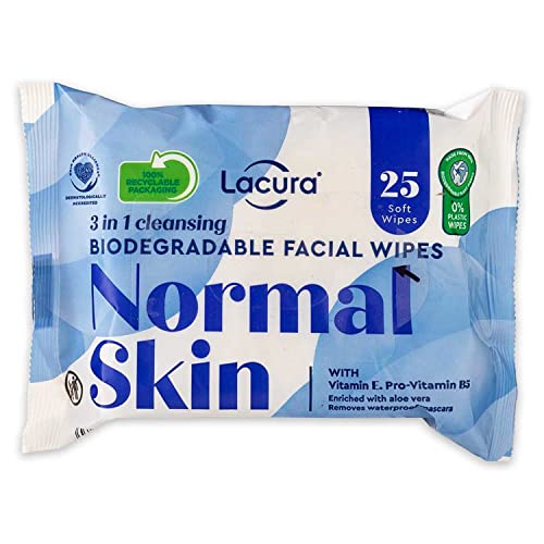 Lacura 3 In 1 Biodegradable Cleansing Facial Wipes for Normal Skin Makeup Removal Wipes with Vitamin E, Pro-Vitamin B5 - Image 2