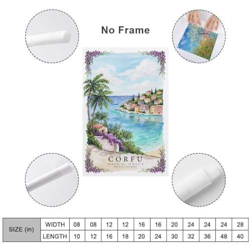 Poster Corfou aquarelle pour une décoration de chambre épurée