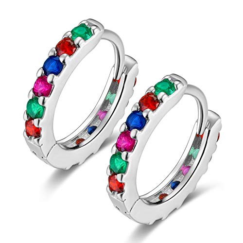 Candyfancy Mujer Hombre Unisex plata de ley multicolor Cubic Zirconia