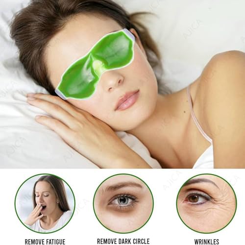Image of Aloe Vera Cool Gel Eye Mask Summer Ice Cooling Sleeping Mask for Eye Patches Remove Dark Circles Fatigue Cool Eyes Patch Pads Eye Care (Green Aloe Mask, Pack of 6)