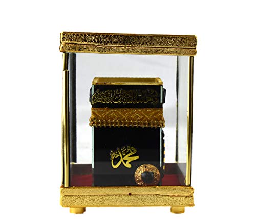 Quran Khana Kaba Decoraive Kaaba/Mecca in a Glass Box. Holy Model Kaaba Replica Islamic Arts and Gifts. (5x4)