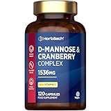 D Mannose and Cranberry 1536mg | 3 in 1 D-Mannose Capsules + Vitamin C | Urinary Tract Infection (UTI) Relief | 120 Vegan Capsules | by Horbaach - Image 1