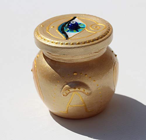 Hand-Painted Happiness Jar with Evil Eye Design, Unique Mediterranean Good Luck Talisman Jar, Glass Art Decor for Manifestation and Protection - Image 5