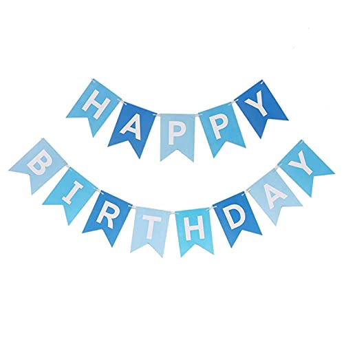 Image of Happy Birthday Gradient Blue Banner Decoration Party Supplies