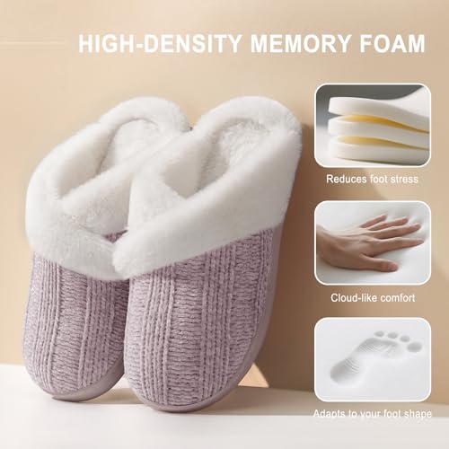 Image of Slippers for Women Fuzzy House Slip on Indoor Outdoor Bedroom Home Shoes