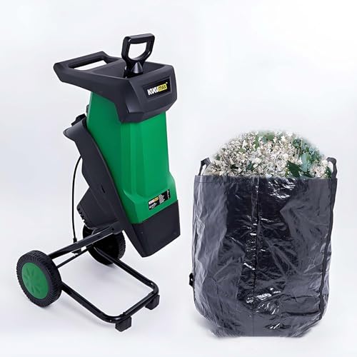 Biotrituradora Eléctrica 2400W Para Jardín Con Bolsa De 50L, Corte De 40mm, Motor 4500RPM Y Ruedas, Trituradora Silenciosa Para Hojas, Ramas Y Residuos De Poda En Mantenimiento Doméstico