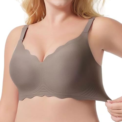 Generisch Sujetador de talla grande con forma de onda para un ajuste óptimo, sujeción cómoda en tallas grandes, marrón, S