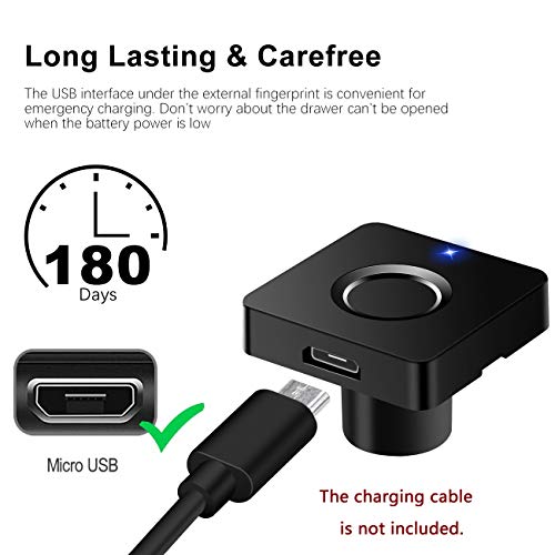 CODACE-Fingerprint-Lock-Electronic-Cabinet-Door-Locks-Smart-Biometric-Hidden-File-Cabinet-Lock-Kit-Replacement-USB-Rechargeable-Keyless-Furniture-Drawer-Lock-for-Cabinets-Black