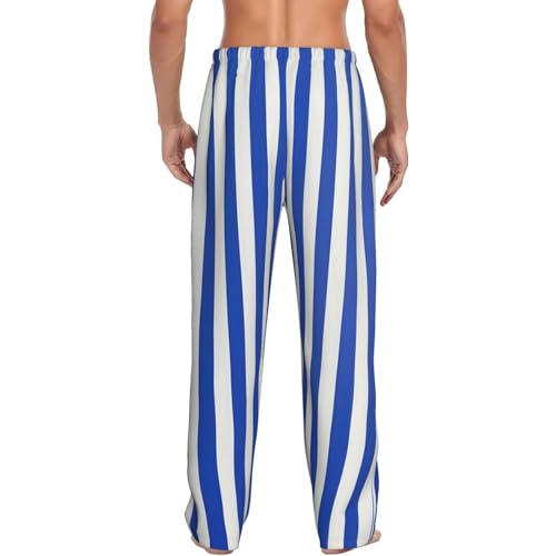 White Blue Stripes Pajama Pants Mens Lounge Sleep Pant Long Pajama Bottoms Drawstring Elastic with Pockets3