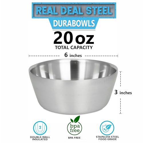 Real Deal Steel STAINLESS STEEL INSULATED BOWLS For Kids And Adults - 20 Oz Double Wall Metal Bowls For Ice Cream, Soup, Cereal, Snack, Rice Dish, Camping Bowl thumb #2