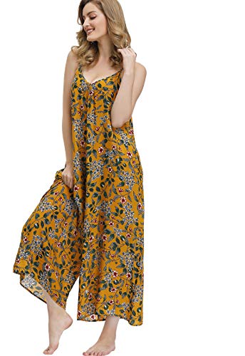 Image of BUENOS NINOS Women's V Neck Floral Maxi Dress Boho Printed Adjustable Spaghetti Strap Ethnic Beach Long Dress with Pockets