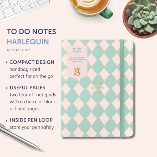 Busy B To Do Notes, Bright Harlequin Patterned Cover, Perfect for To Do Lists & Shopping Lists with Two Tear-off List Pads - Image 2