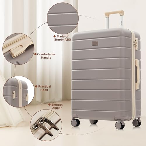 Image of Hardshell Luggage Sets, Lightweight Suitcases with Spinner Wheels, Light Grey