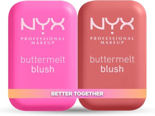 NYX PROFESSIONAL MAKEUP Rubor en polvo Buttermelt, resistente a la decoloración y a la transferencia, hasta 12 horas de uso, fórmula vegana, Pack, My Butta Half + Feeling Butta