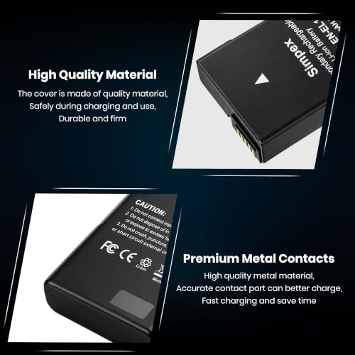 Image of Simpex EN-EL14 Rechargeable Camera Battery 1030mAh 7.4V Li-ion Battery Pack Compatible with Nikon D3100, D3200, D3300, D3400, D3500, D5100, D5200, D5300, D5500, D5600, DF & Coolpix Cameras(Black)