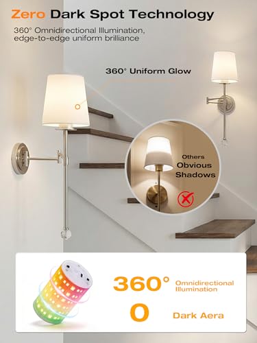 Image of CLOUDY BAY 10000mAh Battery Operated Wall Sconces,Up to 100 Hours with Rechargeable RGB Dimmable Magnetic Bulb,Cordless Wall Lighting Fixtures with Remote for Bedroom,Brushed Nickel,2 Pack-18.6inch
