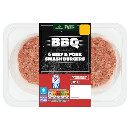 Morrisons Beef and Pork Smash Burgers 510g