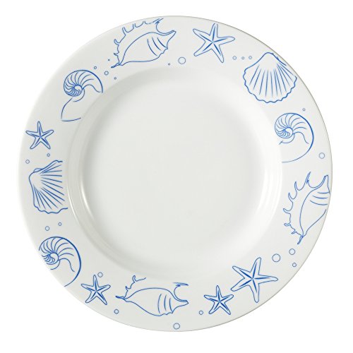 CAC China ATC-120 Atlantic Seashell 22-Ounce Super White Porcelain Round Pasta Bowl, 12 by 12 by 1-3/4-Inch, 12-Pack