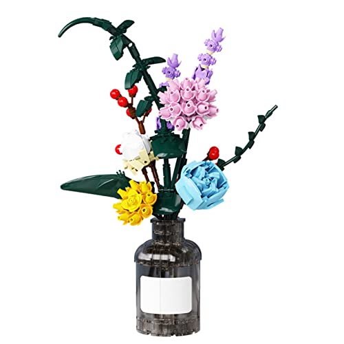 WETCEAOM Bouquet de Fleurs Blocs de Construction, Flower Bouquet Fleurs Artificielles Adulte Bouquet de Fleurs pour la Décoration de Chambre et Bureau (400 pièces) Cover