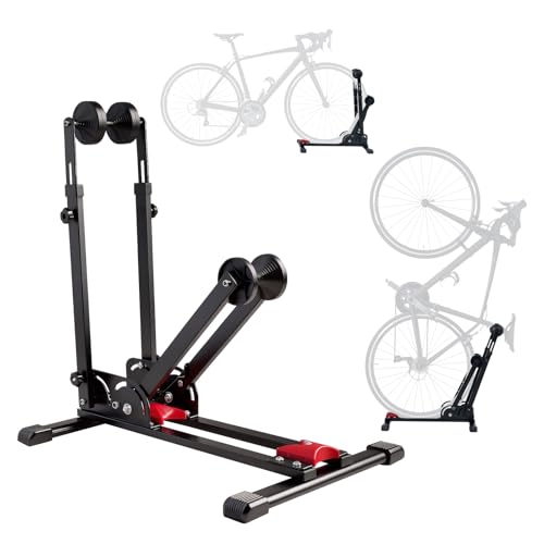 Acdet Foldable Vertical & Horizontal Bike Rack - Space-Saving Floor Bike Stand for Garage/Indoor Storage, Tool-Free Assembly Fits 24