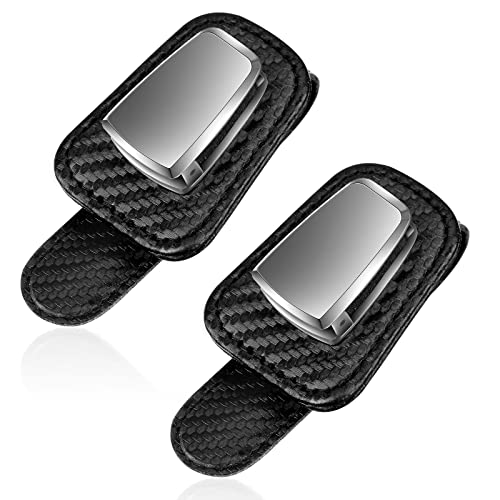 2 Packs Car Glasses Holder Universal Car Visor Sunglasses Holder Clip Leather Eyeglasses Hanger and Ticket Card Clip Eyeglasses Mount for Car