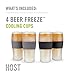 Host Freeze Beer Glasses, 16 ounce Freezer Gel Chiller Double Wall Plastic Frozen Pint Glass, Set of 4, Black and Grey