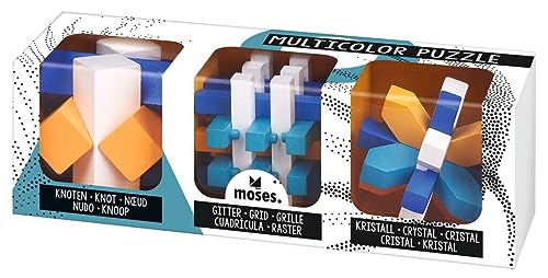 Moses. Geduldspiel aus Holz – Buntes Knobelspaß 3er-Set, 3D Puzzle Denksportaufgaben, Holzspielzeug für Kinder & Erwachsene