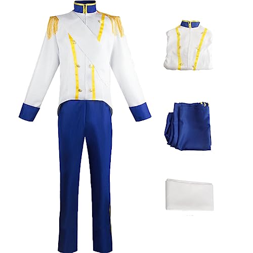 Saxcdyi Disfraz de príncipe Eric para hombre, traje de príncipe real medieval, pantalones de esmoquin, conjunto de cinta, Halloween, cosplay, uniforme 3XL