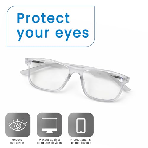 Image of UV Protection Glasses Blue Cut Blocking Harmful Rays Glasses for Men & Women Zero Power Computer Specs Eye Protection Lightweight Frame with Case & Cleaning Cloth
