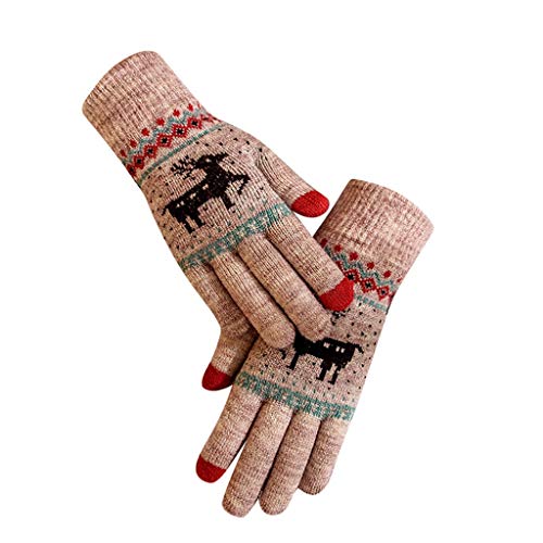 AODONG Winter Gloves for Women Women's Winter Gloves Warm Lining Mittens- Cozy Wool Knit Thick Gloves Novelty Mittens Winter Cold Weather Accessories Brown