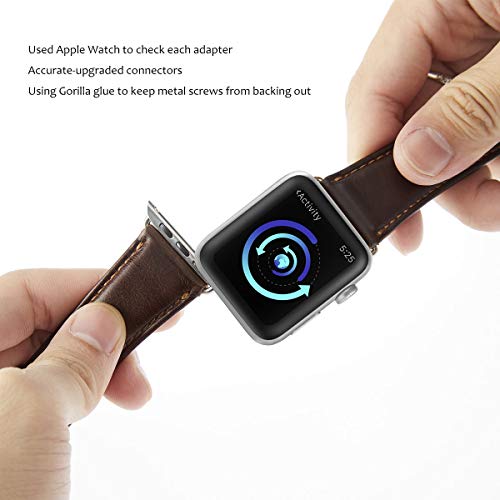 Kades Compatible For Apple Watch Band 38Mm, Leather Strap Compatible For Apple Watch Band 40Mm Series 4 Series 5 Series 6 Iwatch Bands 38Mm (Coffee, With Silver Hardware) #TOP3