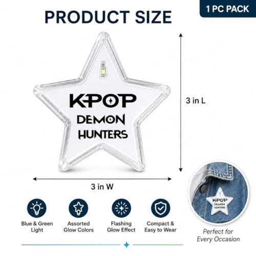 Image of Wanna Party Korean Pop Inspired LED Light-Up Star Badge | Flashing Glow Badge for Kids and Adults | Birthday Party, Concert, Dance Event, Costume, Return Gift & Party Favour - 1PC