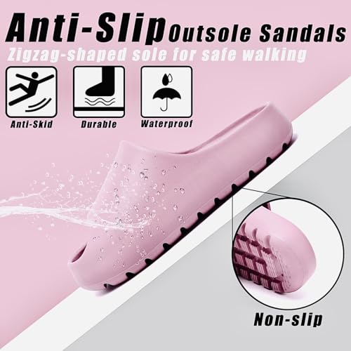 Image of Cloud Slides for Women,EVA Soft House Slippers Unisex,Open Toe Thick Sole Shower Shoes,Mens Slides Indoor & Outdoor