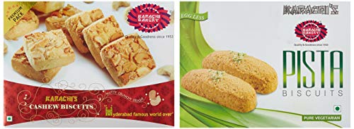 Image of Karachi Bakery Cashew Biscuits, 400g + Karachi Bakery Biscuits - Green Pista, 400g