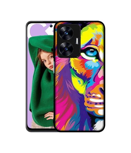 Image of Lion Design Premium 2D Printed Metal Back Case Cover for Realme C55 4G / Narzo N55 4G