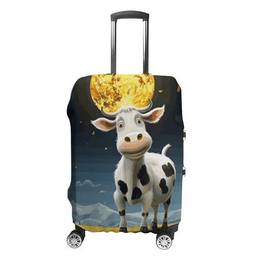 Cow over The Moon Travel Luggage Cover Anti-scratch Suitcase Cover Elastic Suitcase Protective Cover Fits 19-32 Inch Luggage M