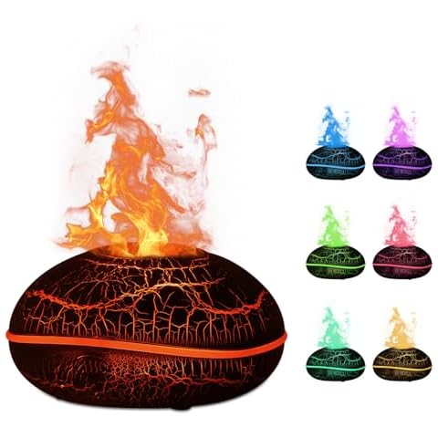 Colorful Volcano Diffuser Humidifier: 200ml Fragrance Scent Essential Oils Diffusers Ultrasonic Flame Fire Humidifier with Auto-Off Protection Cool Mist Diffuser,for Yoga(Full Crack Flame) Cover