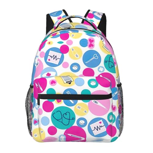 Sac à dos léger OdDdot en toile noire pour ordinateur portable avec motif infirmière unisexe
