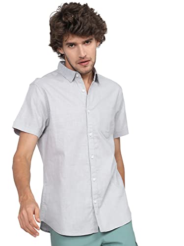 Image of Ketch Men's Cotton Slim Fit Solid Half Sleeve Shirt