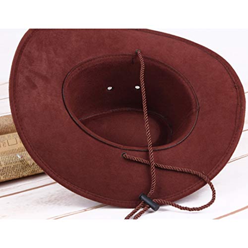 Unisex Western Cowboy Hat Retro Riding Cap Wide Brim Summer Sun Hat Tourist Cool Fedoras Cap Black #TOP1